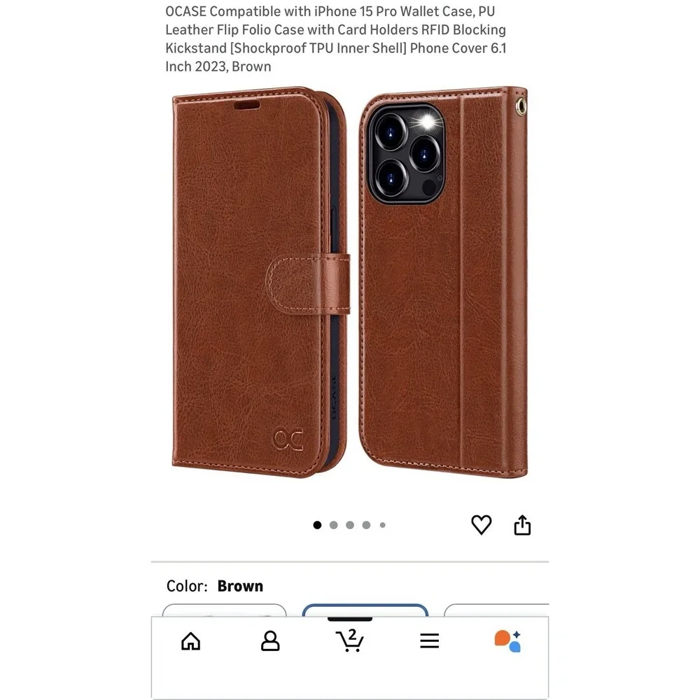 iPhone 15 Pro DjBear Case With Magnetic Card Holder (brown), [D]